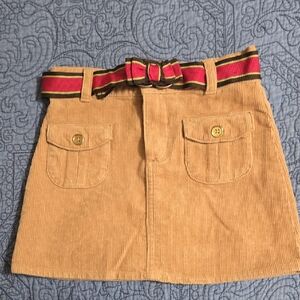 Gymboree Girls Tan Corduroy Belted Cotton Skirt Size 5